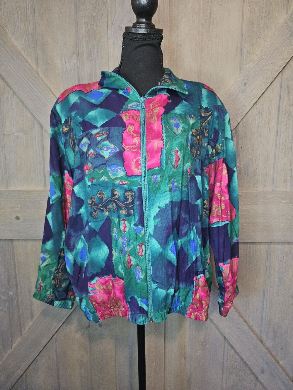 Vintage BonWorth Abstract Print Teacher Core Lightweight Jacket Women's Medium